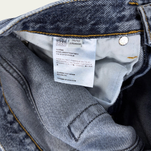 TOTEME Classic Cut Denim Worn Blue Size 26 Ankle Frayed Straight Leg Jeans - Picture 7 of 10